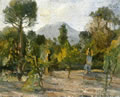 La raccolta (paesaggio vesuviano), anni trenta, olio su cartone telato, cm 20,9x 25,5